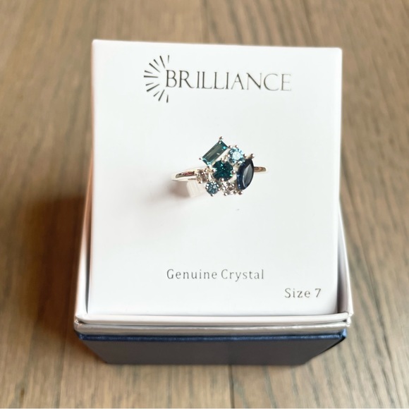 NWT 7, 8 silver and sea blue gem, genuine, crystal rings - Picture 4 of 7